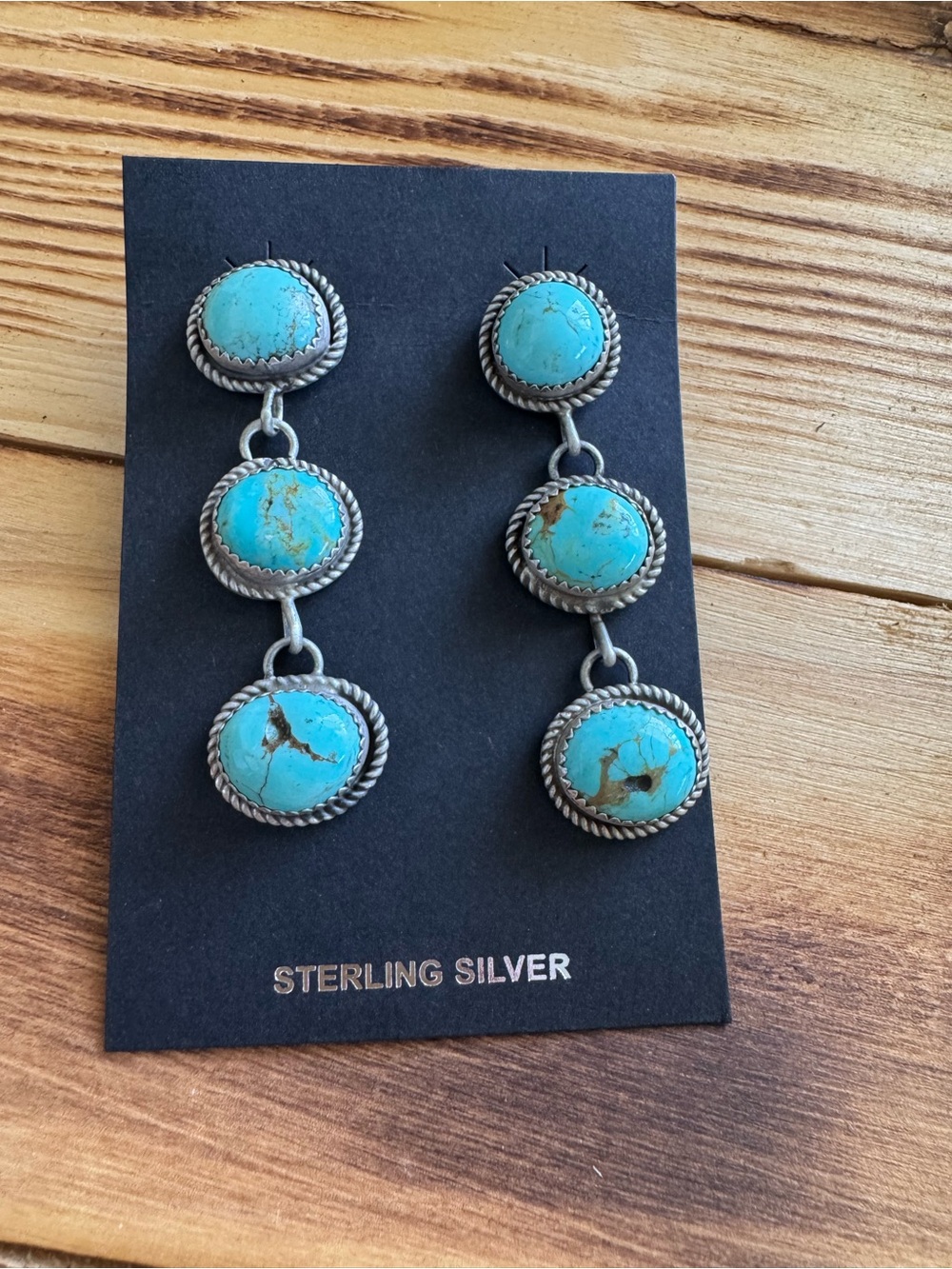 Levi Hoskie Three Stone Kingman Turquoise earrings